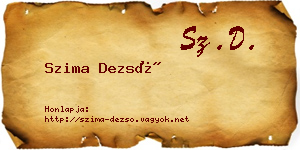 Szima Dezső névjegykártya
